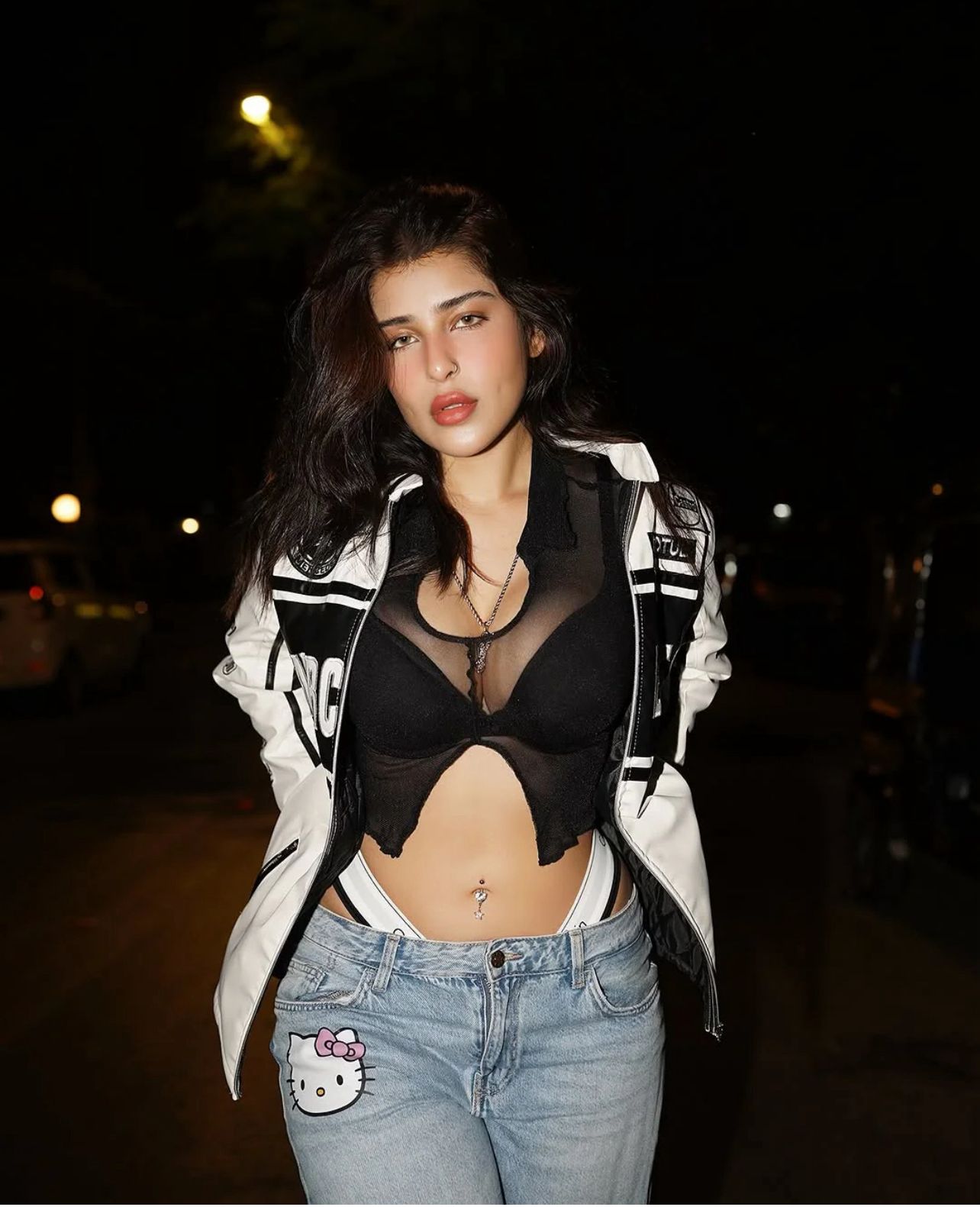 Model wearing Mercedes Racing Jacket – Formula 1 streetwear style