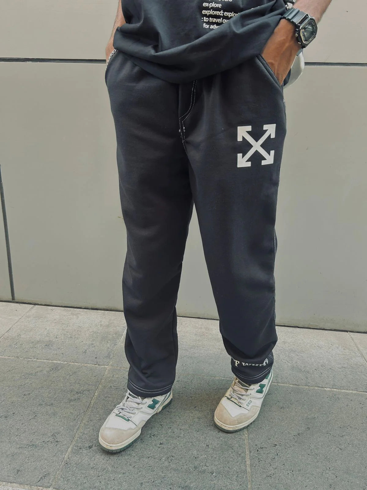 Off-White Print Black Cotton Pant