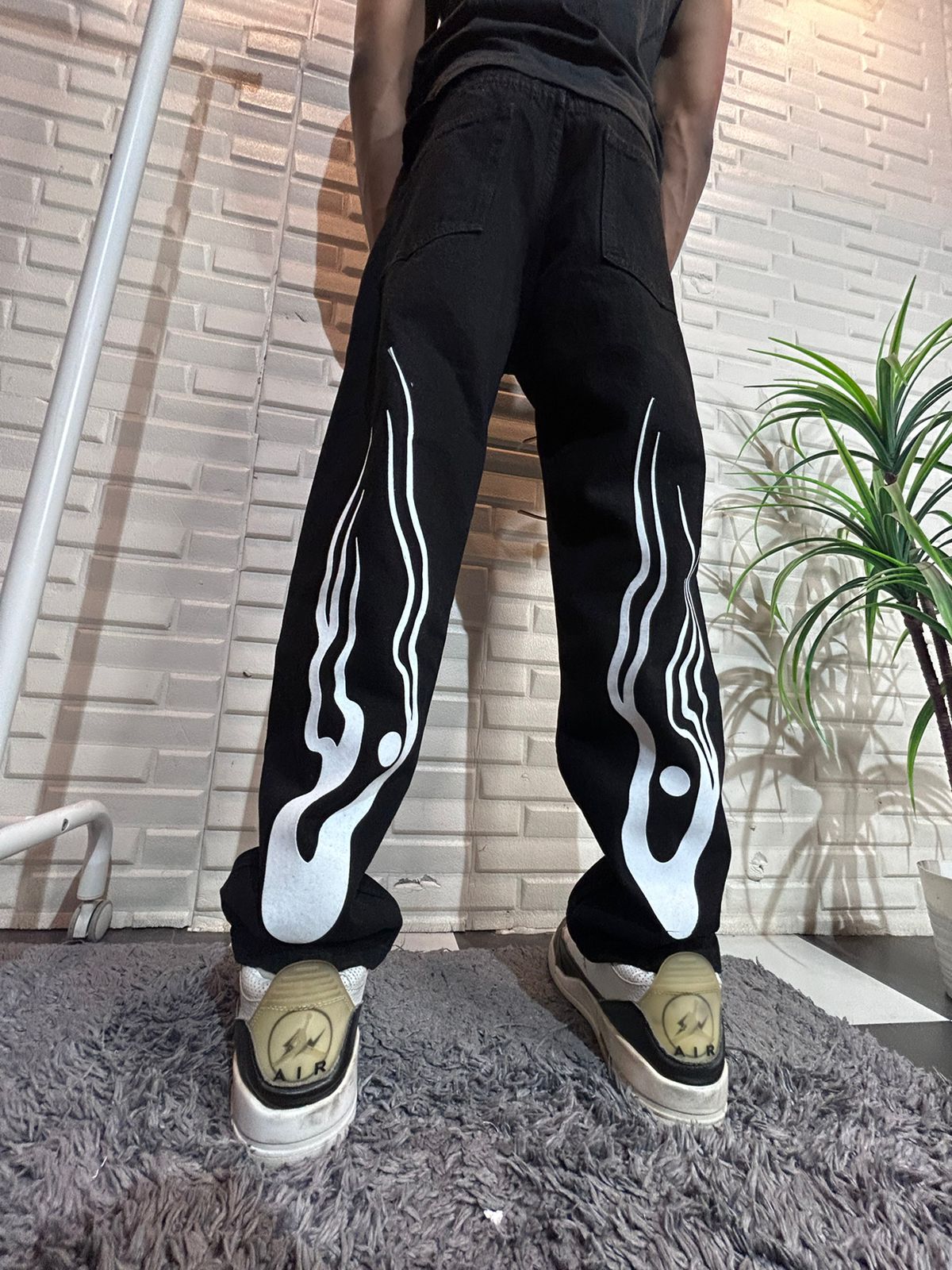 Octopus Black Straight Fit Baggy Jeans