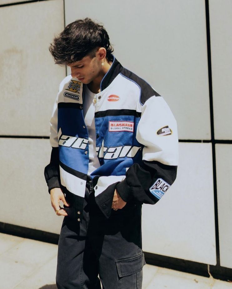 Black Air Cotton Racing Jacket