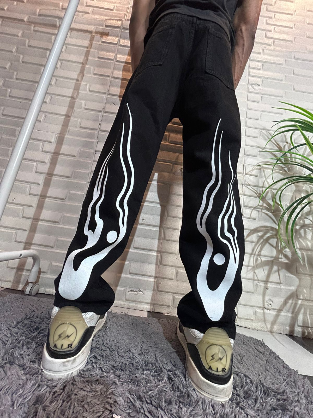 Octopus Black Straight Fit Baggy Jeans