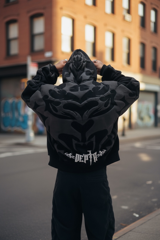 Depth Flame Puff Print Hoodie