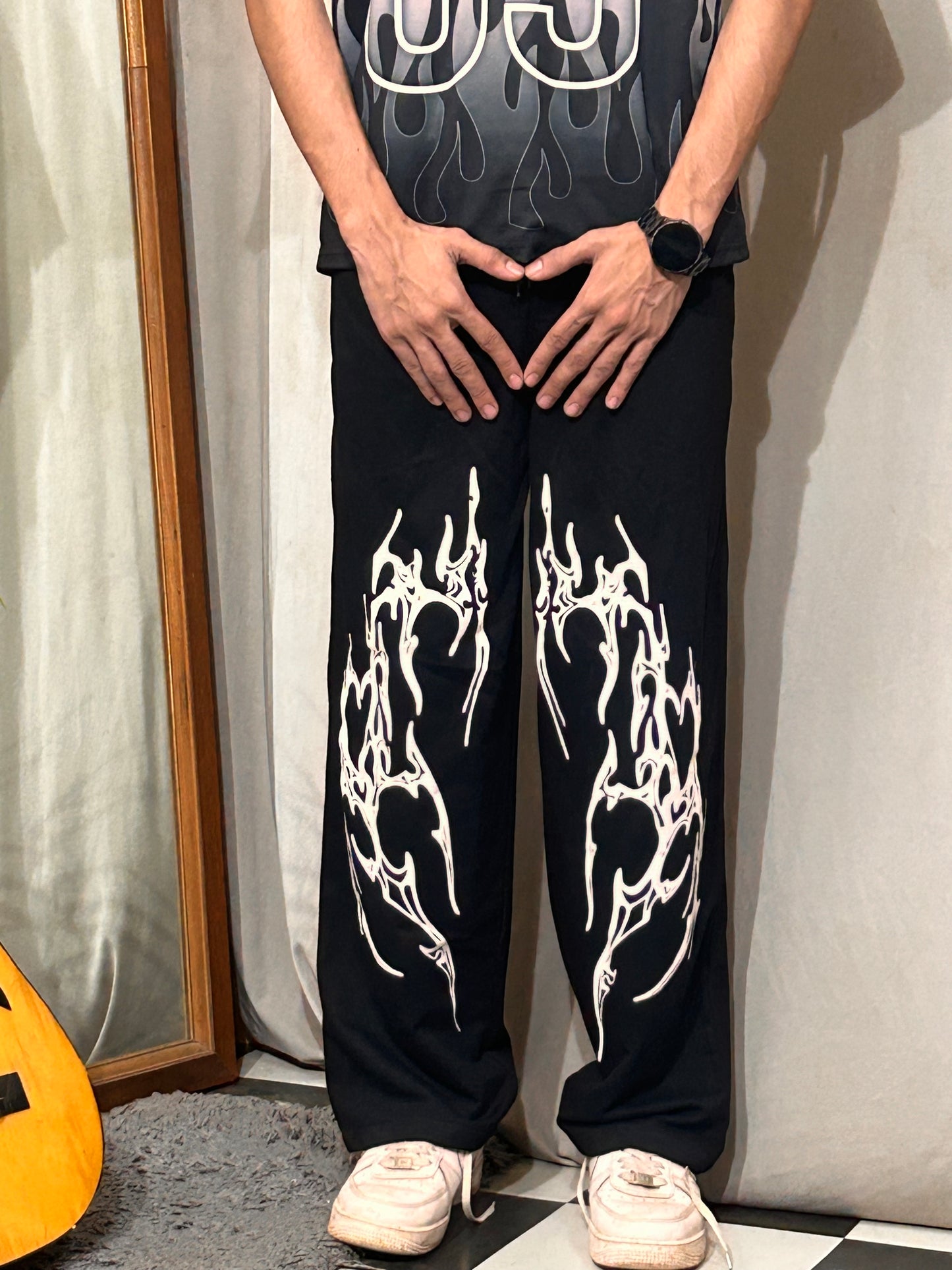 Aura Black Cotton Straight Pant