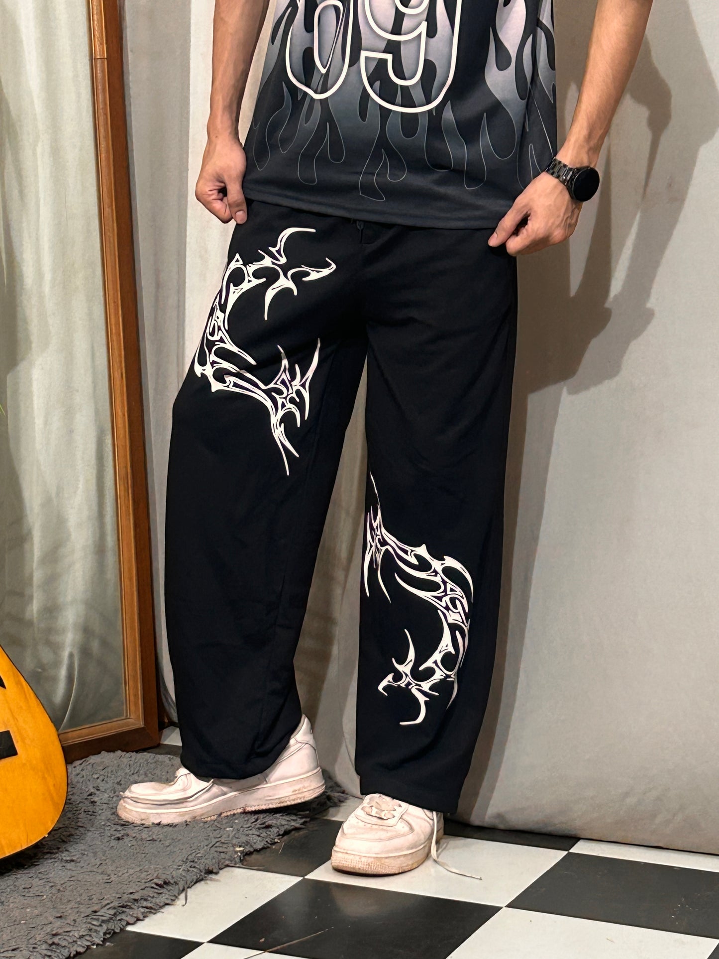 Inkstrike Black Cotton Straight Pant