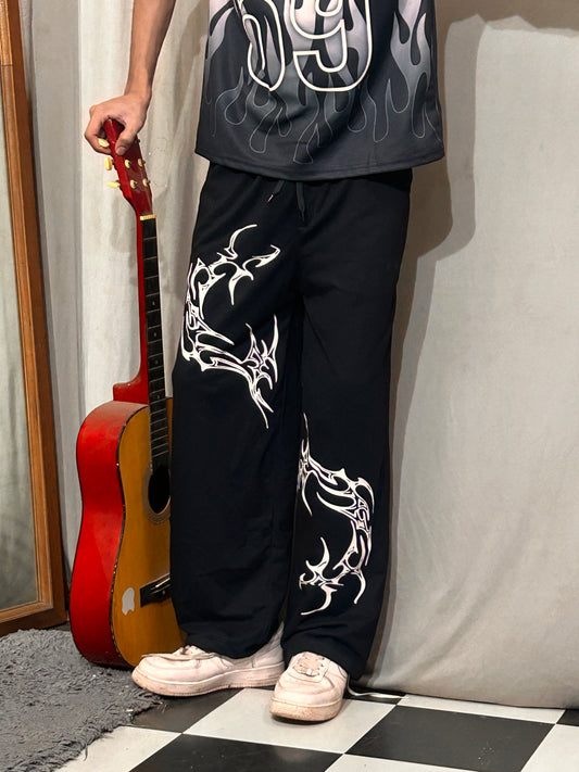 Inkstrike Black Cotton Straight Pant