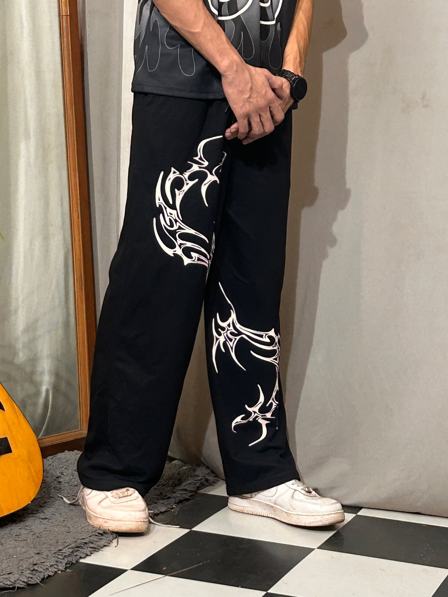 Inkstrike Black Cotton Straight Pant