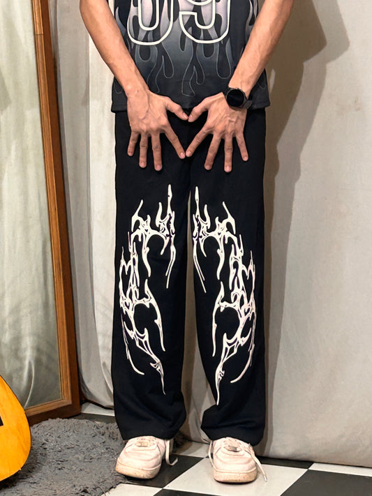 Aura Black Cotton Straight Pant