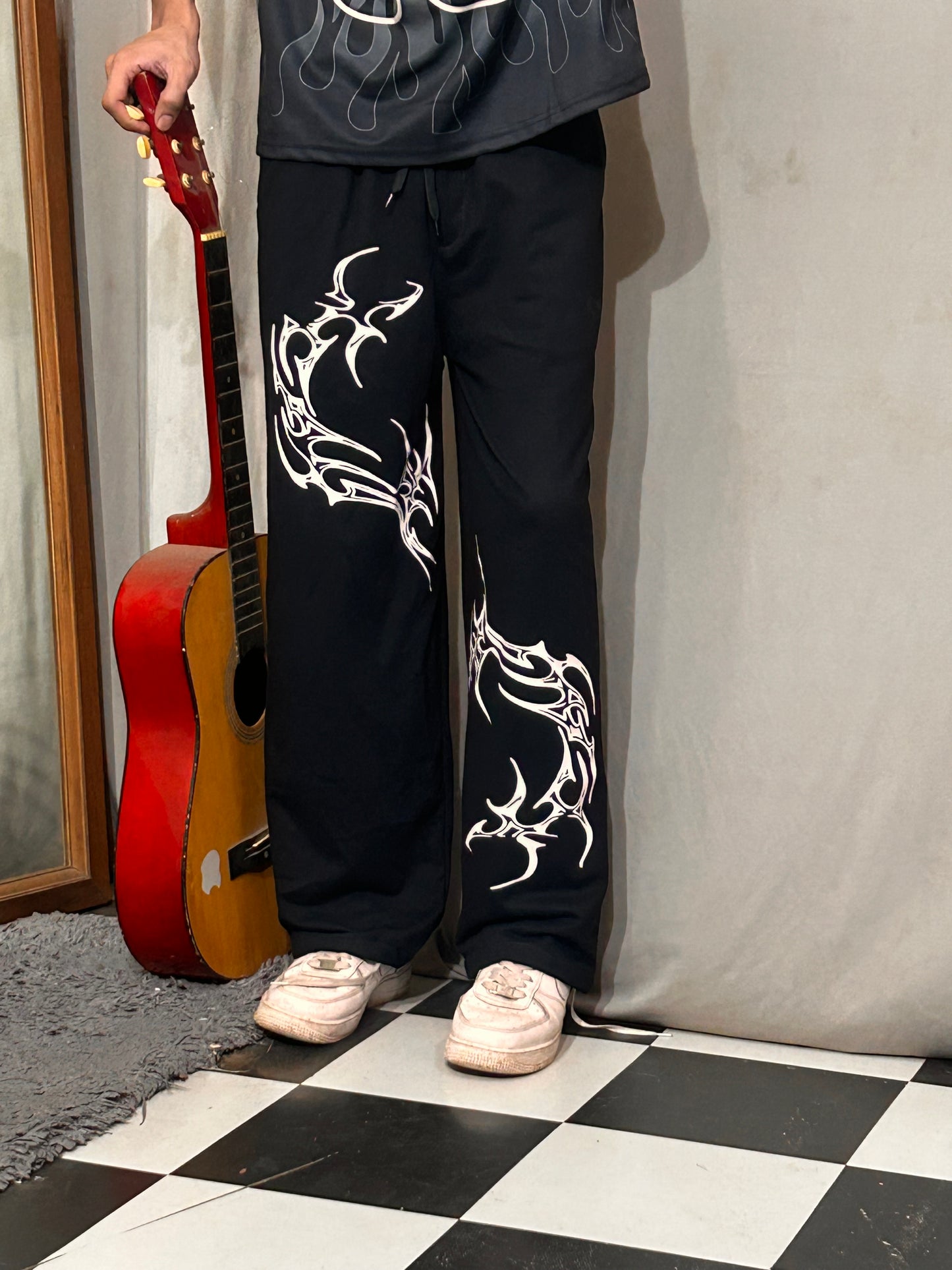 Inkstrike Black Cotton Straight Pant