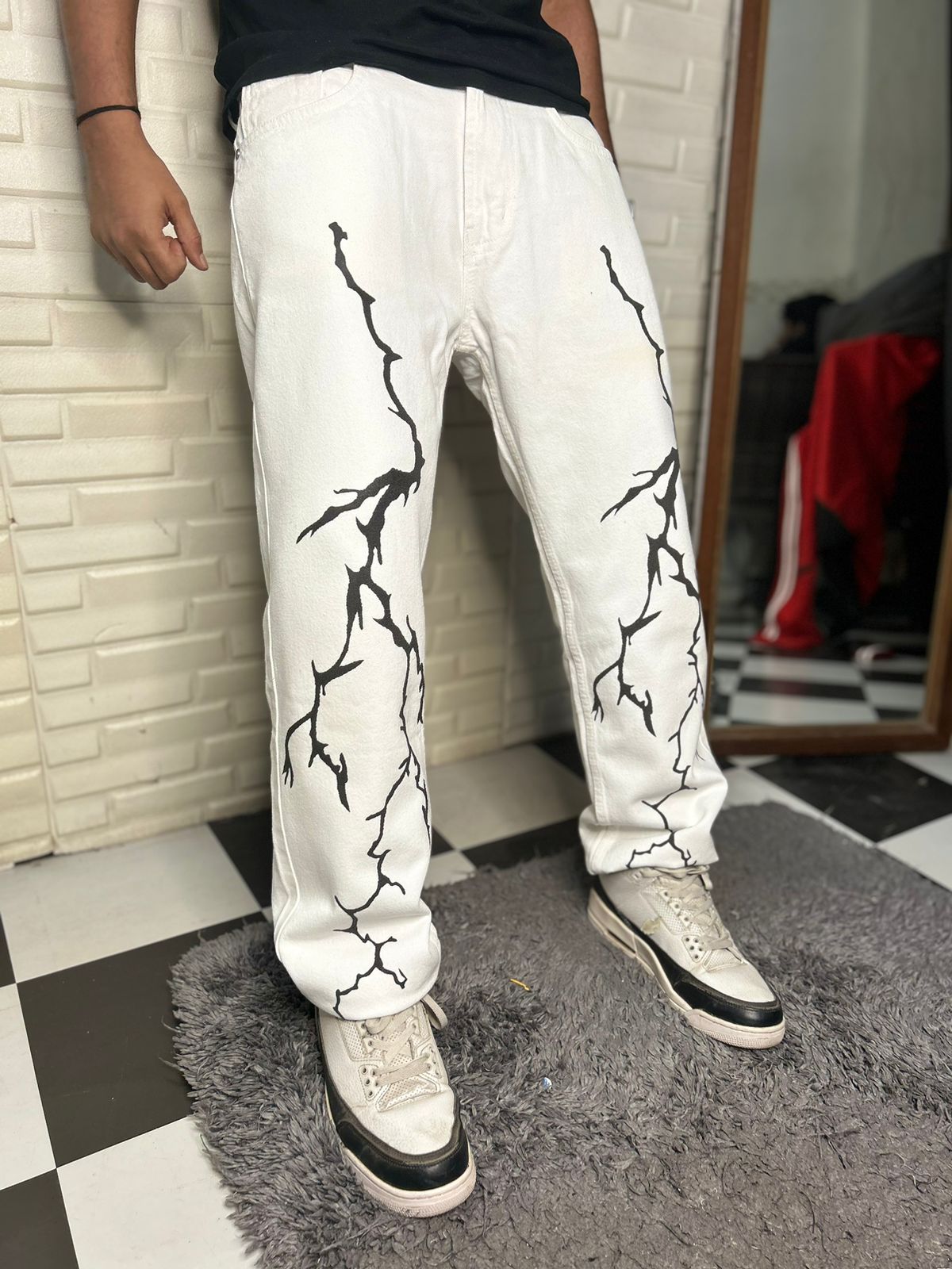 Spark White Straight Fit Denim Jeans