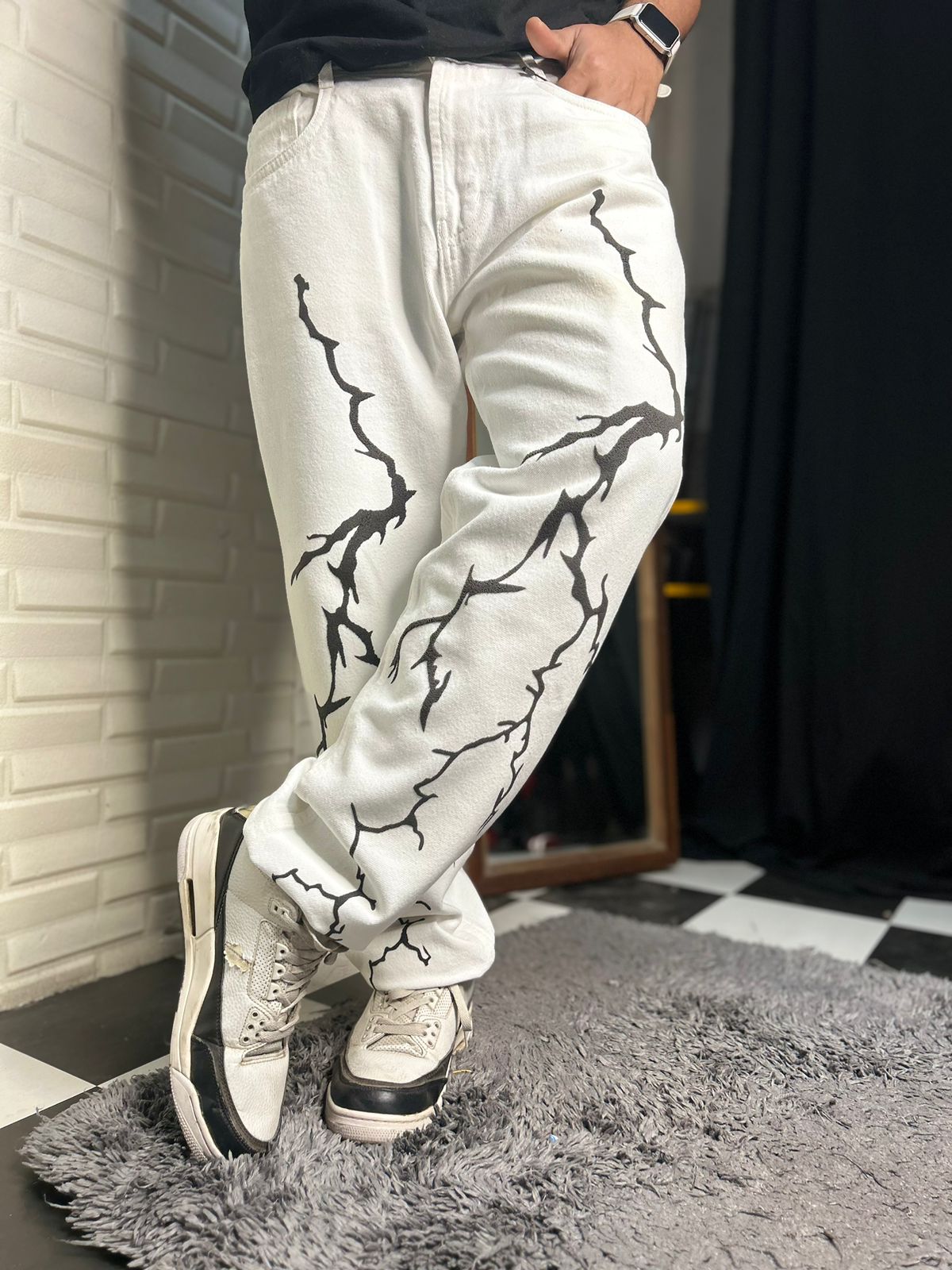 Spark White Straight Fit Denim Jeans