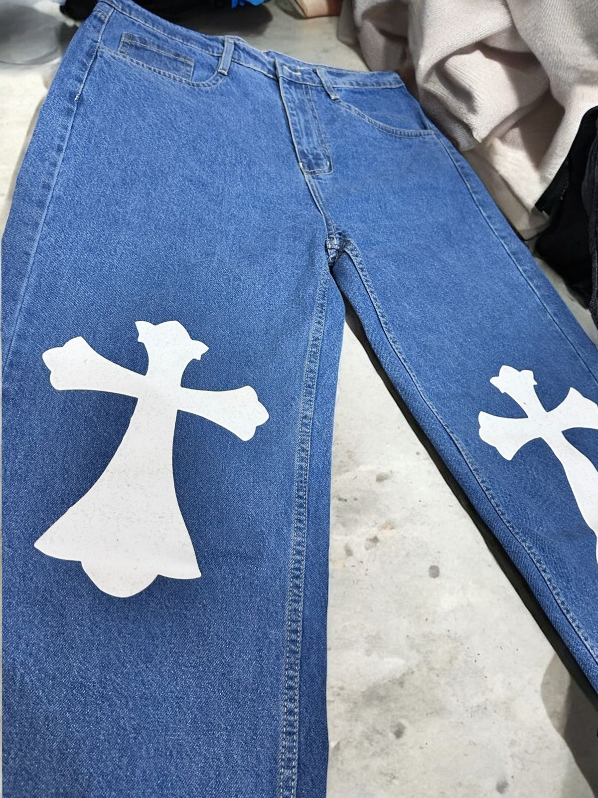 Heavy Cross Sky Blue Straight Fit Denim Jeans