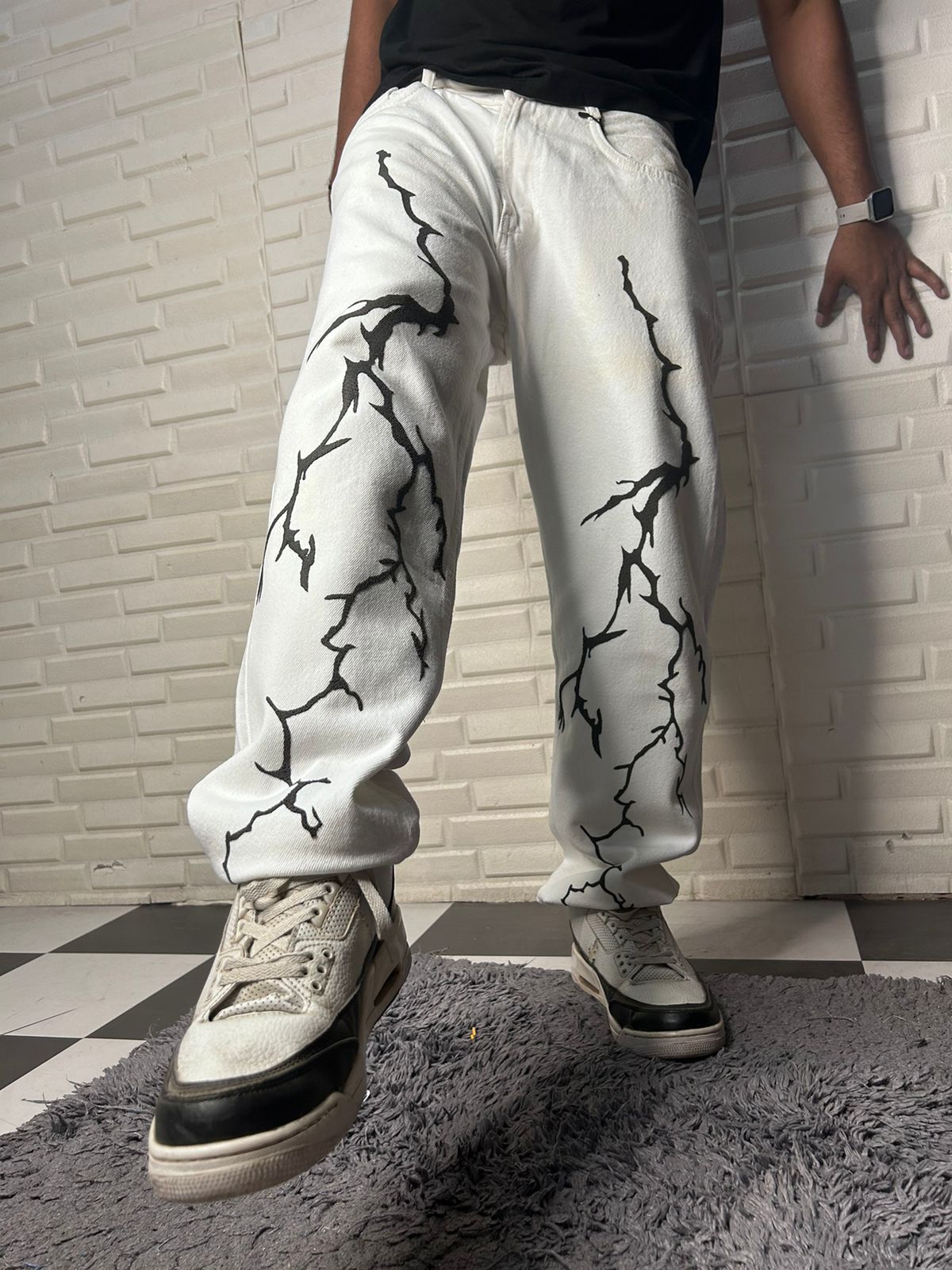 Spark White Straight Fit Denim Jeans