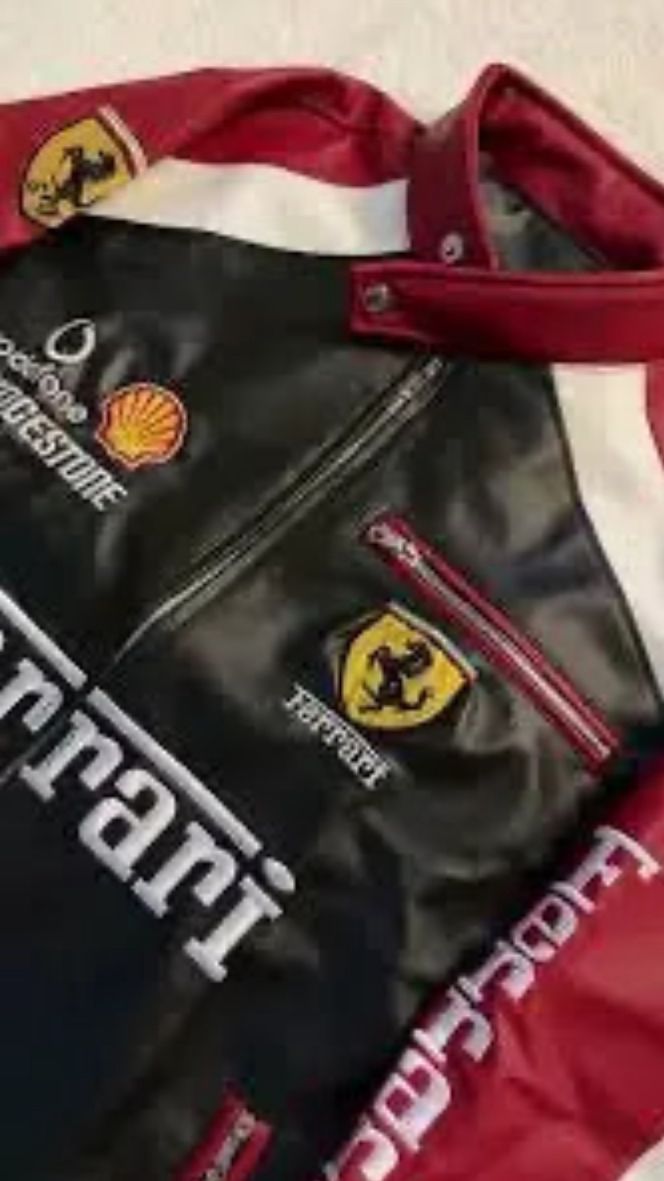 maroon Ferrari leather jacket