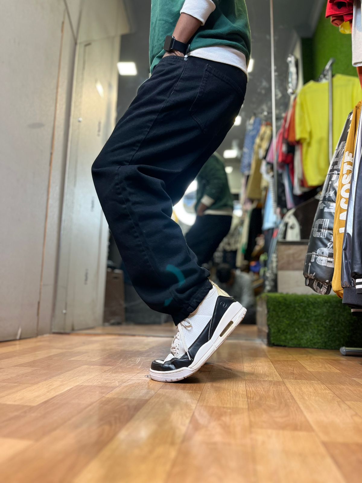 Black Straight Fit Baggy Jeans For Men