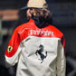 Model wearing Ferrari Racing Jacket – Formula 1 streetwear style