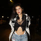 Model wearing Mercedes Racing Jacket – Formula 1 streetwear style