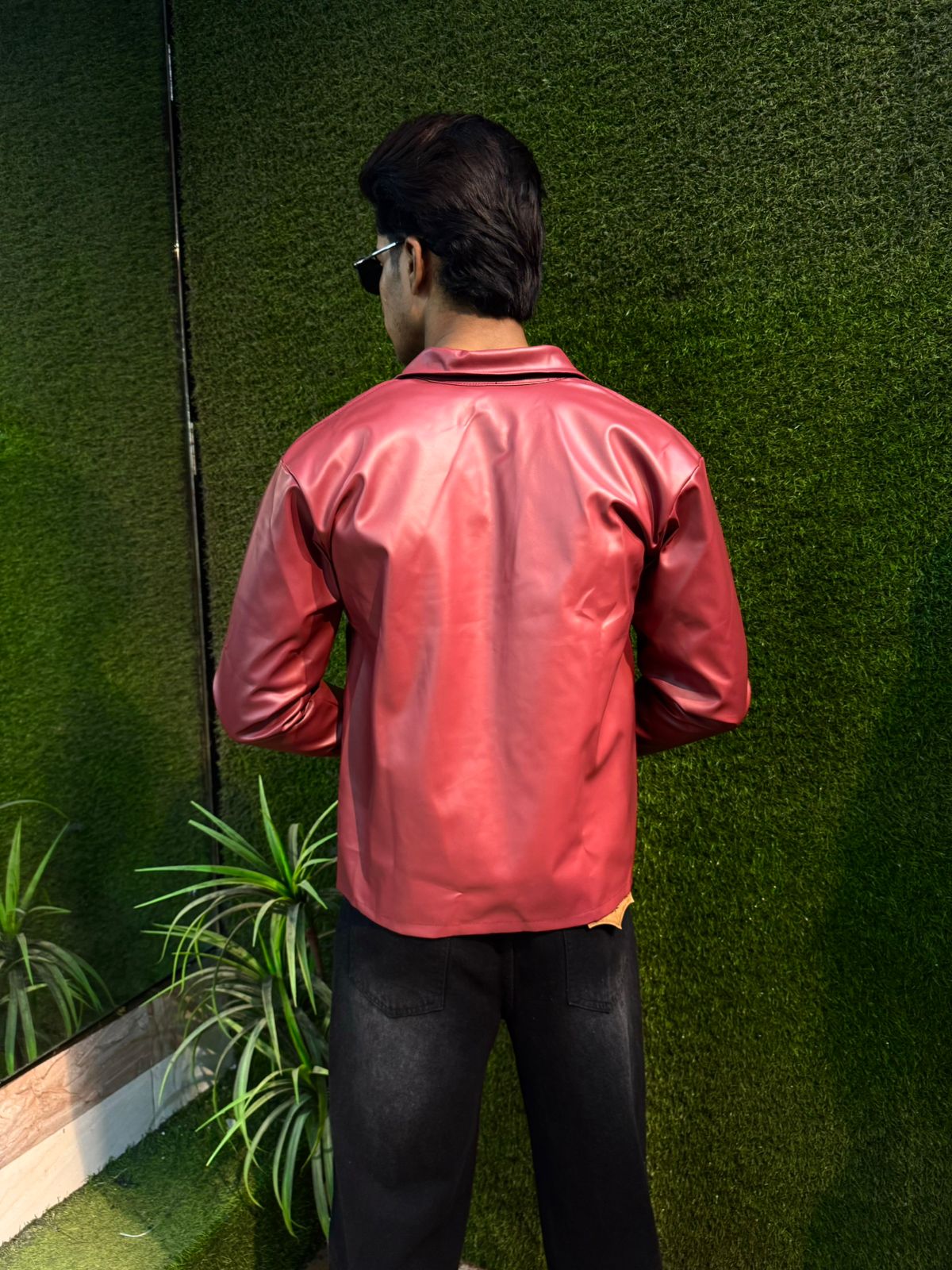 Boxy Fit Synthetic Leather Jacket by Yourdrip