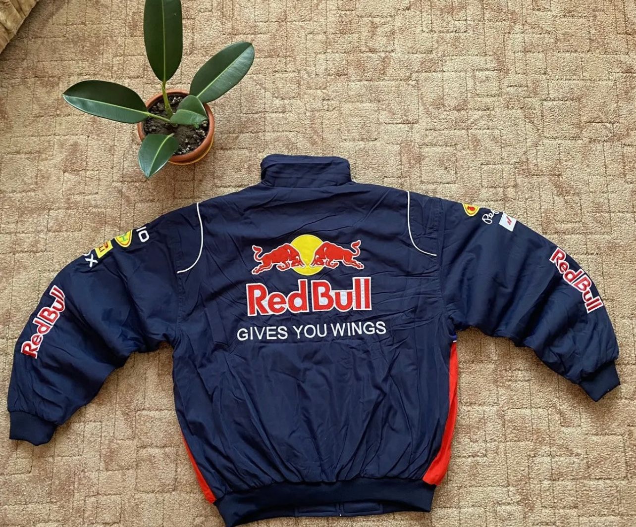 Back of Red Bull Racing Jacket – Red Bull logo and sponsor embroidery