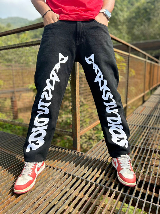 Dark Studio Black Straight Fit Denim Jeans