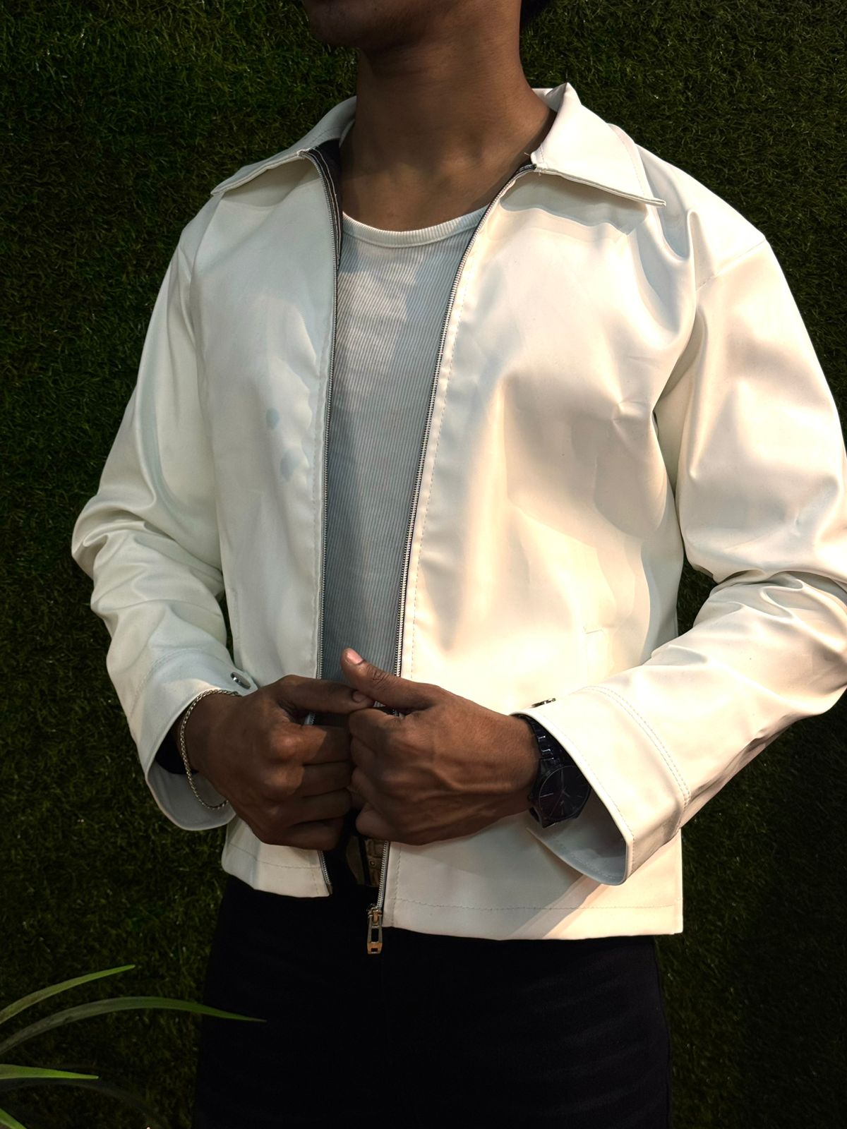 Boxy Fit Synthetic Leather Jacket by Yourdrip