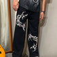 Inkstrike Black Cotton Straight Pant