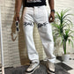 Savage White Straight Fit Baggy Jeans