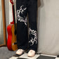 Inkstrike Black Cotton Straight Pant