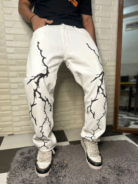 Spark White Straight Fit Denim Jeans