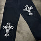 Smiley Cross Black Straight Fit Denim Jeans
