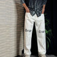 Drippy Trippy White Straight Fit Baggy Jeans
