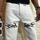 Savage White Straight Fit Baggy Jeans