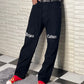 Knee Print Dripin Culture Straight Fit Jeans