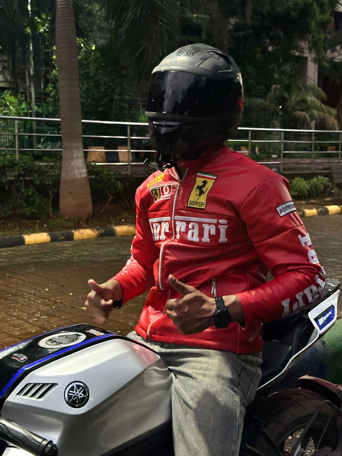 Red Ferrari Synthetic Leather Jacket – Embroidered | Unisex Racing Streetwear