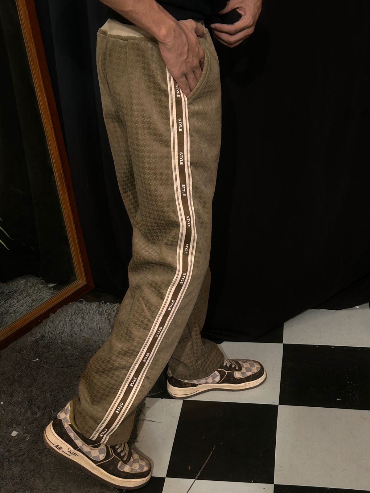 Khaki Velvet Finish Hard Cotton Straight Pant