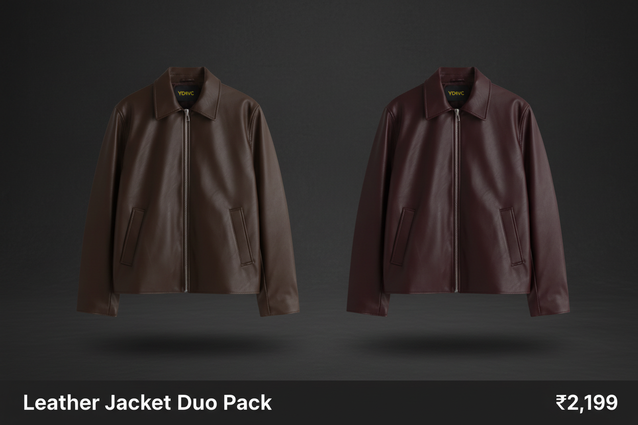 Brown & Maroon Leather Jacket Duo Pack