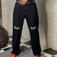 Knee Print Dripin Culture Straight Fit Jeans