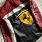 Back view of Ferrari motorsport jacket with sponsor-style embroidery