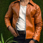 Boxy Fit Synthetic Leather Jacket by Yourdrip