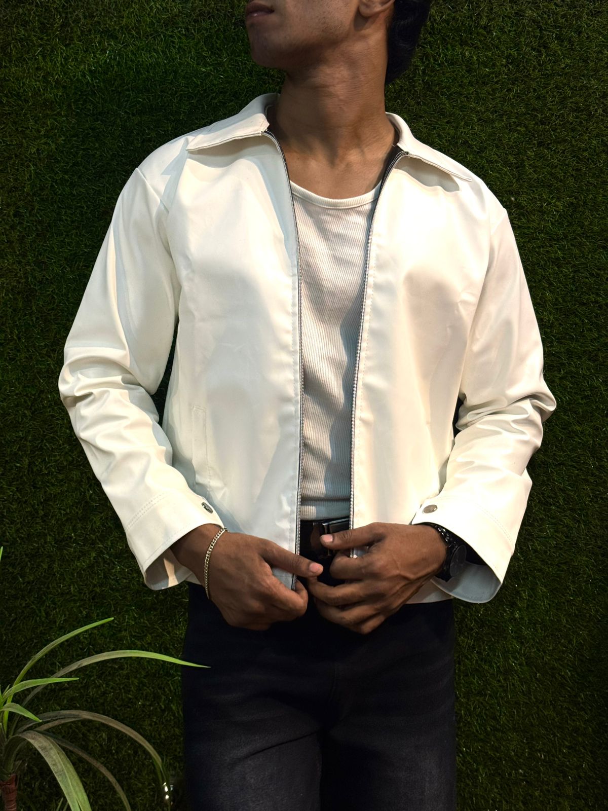 Boxy Fit Synthetic Leather Jacket by Yourdrip