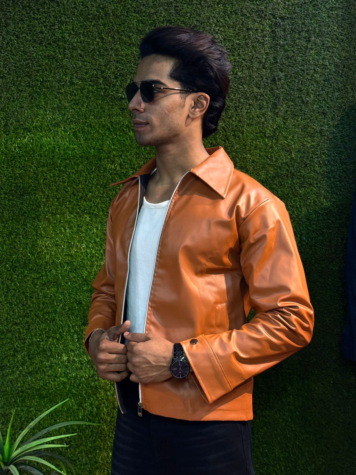 Boxy Fit Synthetic Leather Jacket by Yourdrip