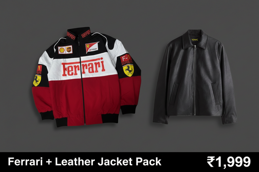 Premium Collection – Tri-Color Racing & Boxy Fit Leather Jacket