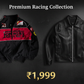 Premium Racing Collection bundle showing Black Ferrari F1 Racing Jacket and Boxy Fit Synthetic Leather Jacket side by side