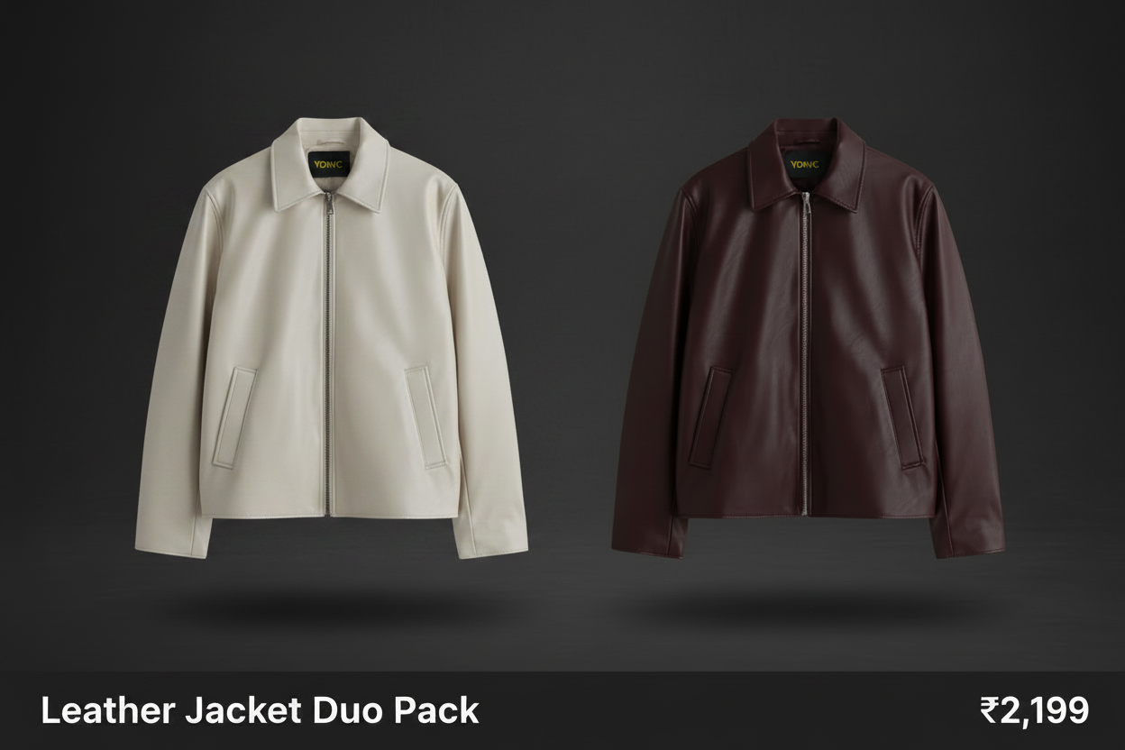 White and Brown Boxy Fit Leather Jacket Duo Pack – YDWC