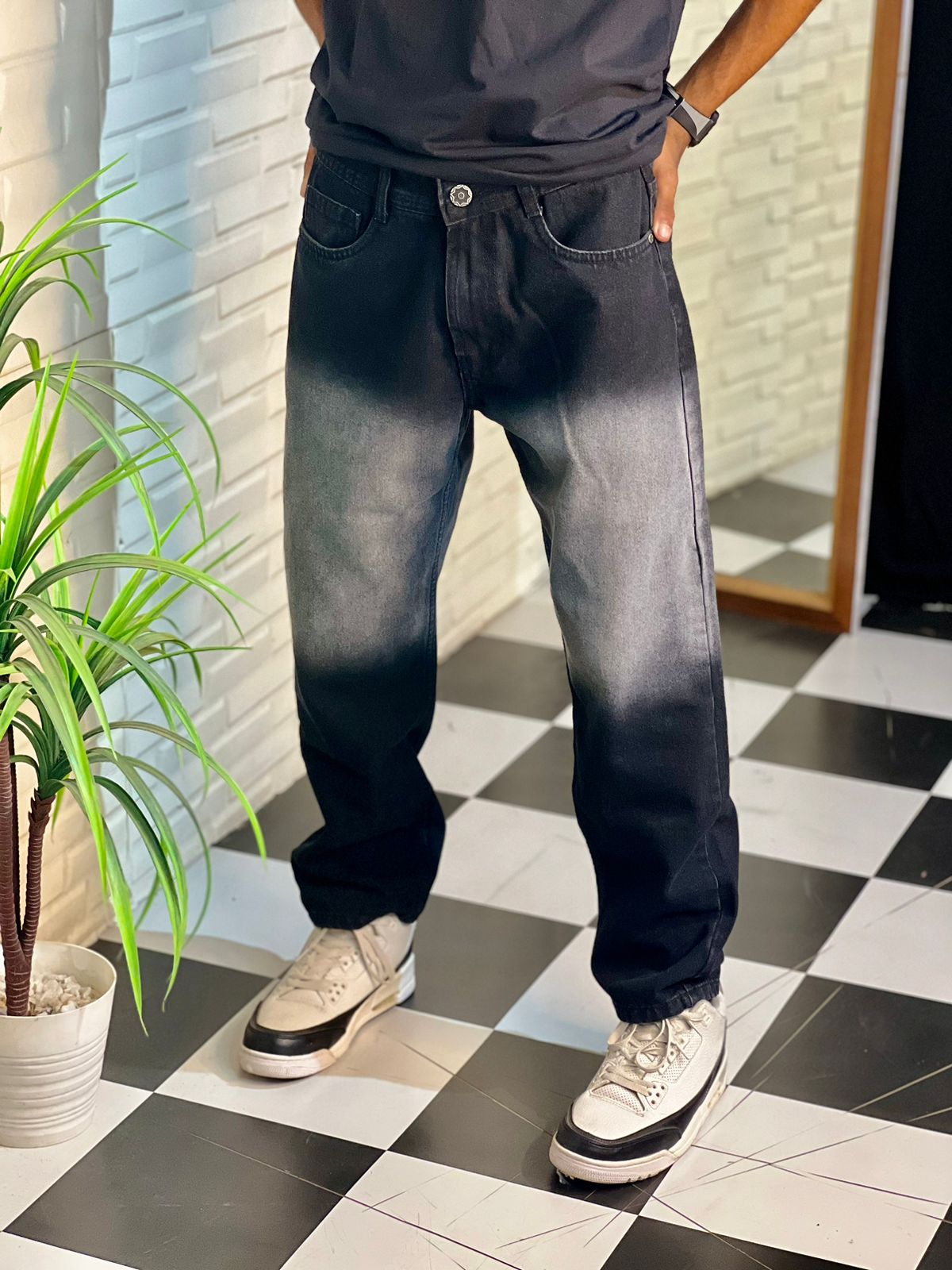 mens baggy jeans 2023 new fashion black classic hip Algeria | Ubuy