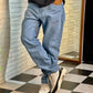 Sky Blue Straight Fit Baggy Jeans For Men