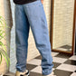 Sky Blue Straight Fit Baggy Jeans For Men