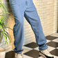 Sky Blue Straight Fit Baggy Jeans For Men