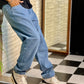 Sky Blue Straight Fit Baggy Jeans For Men